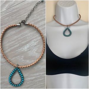 turquoise stone + leather choker natalie b jewelry